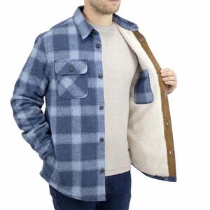 Jachs‎ Men's Shirt Jacket Wool Blend Fleece Lining jacket blue white size medium